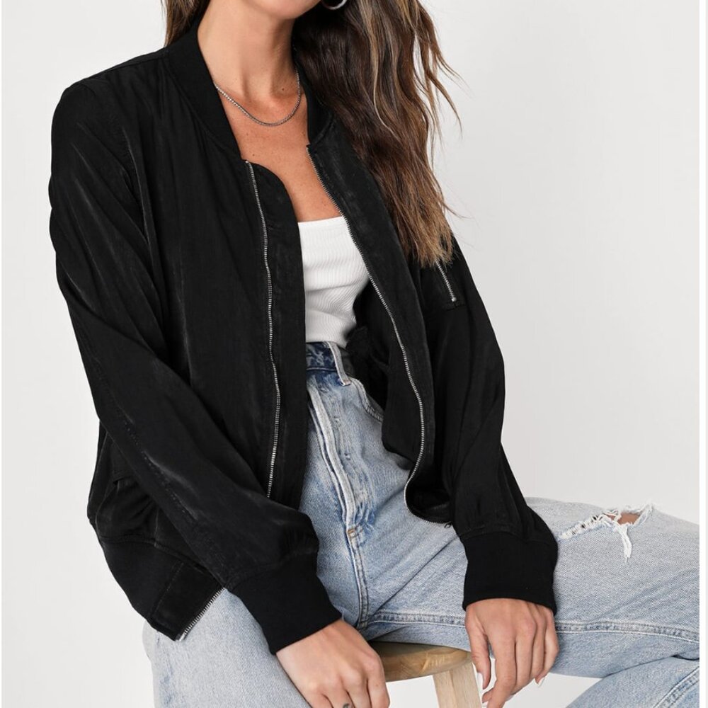 Tully Black Lightweight Bomber Jacket